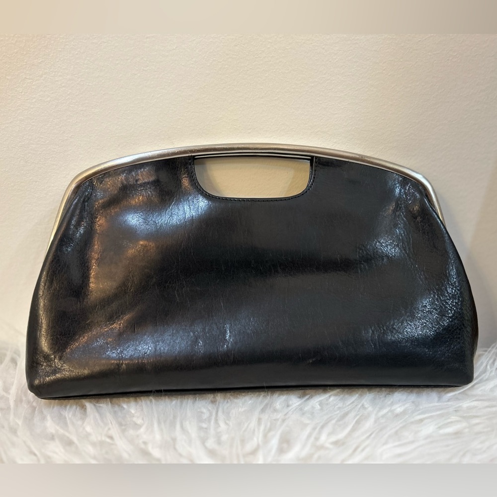 Hobo Metal Handle Leather Purse